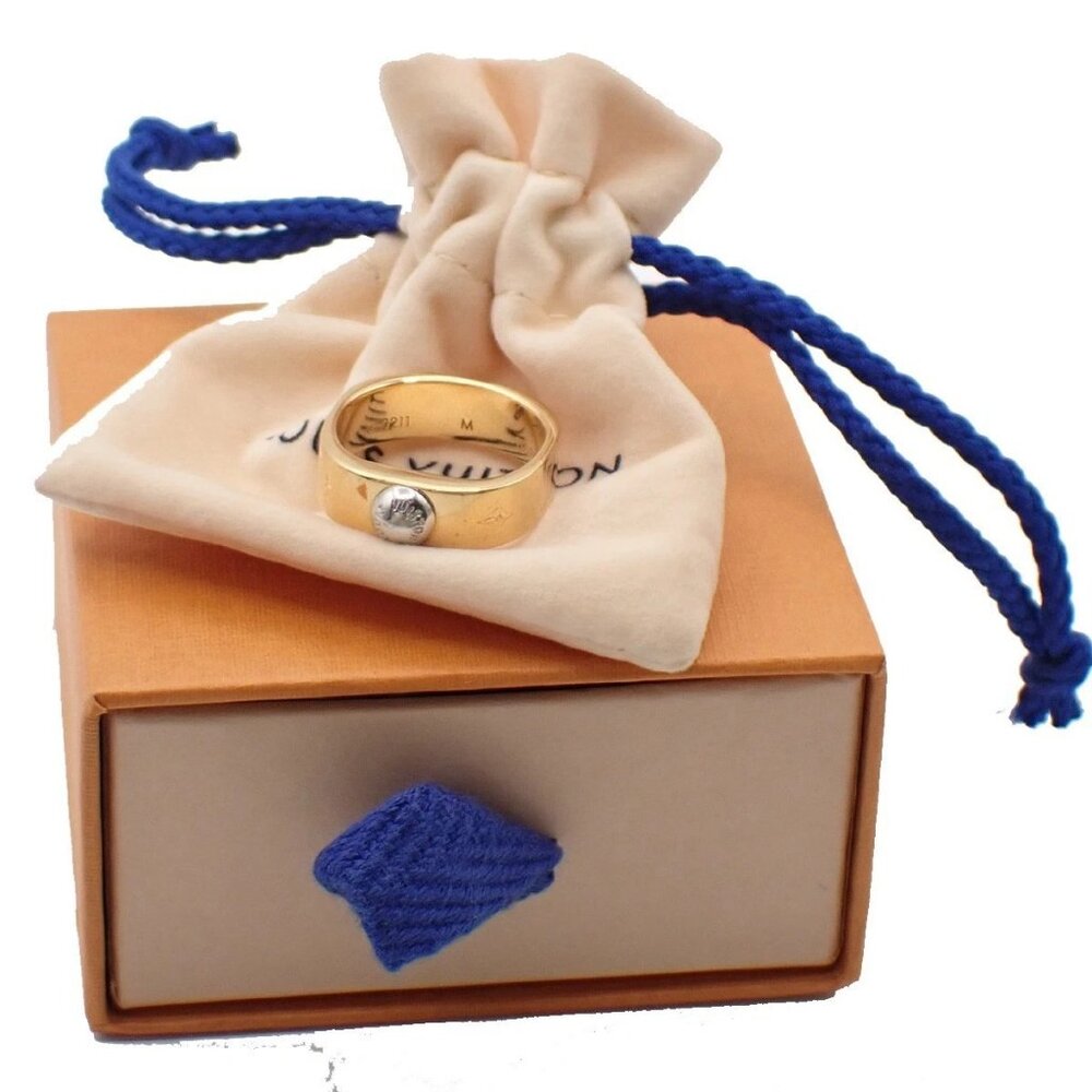 LOUIS VUITTON Nanogram Ring Size M Gold Silver Italy Accessory M00211 67EG247 - Picture 1 of 13